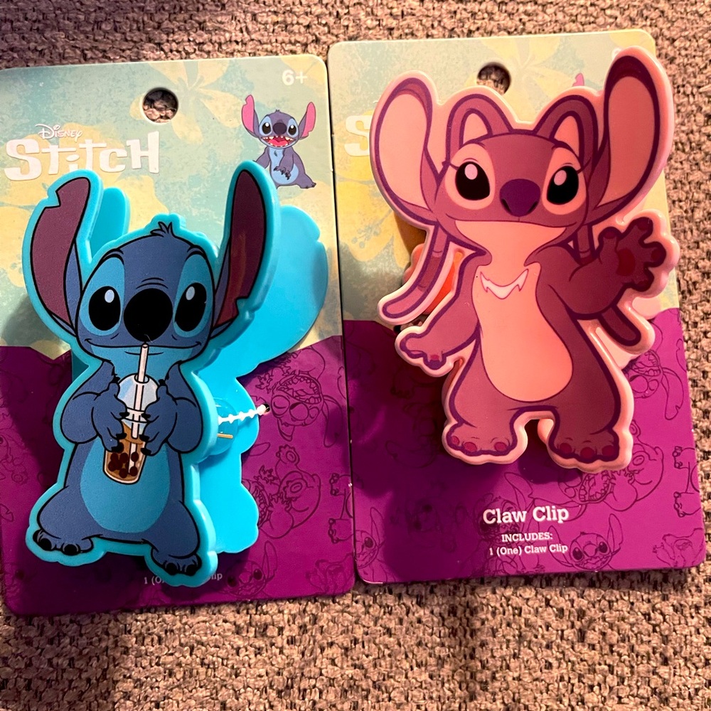 PRICE FIRM Disney Stitch & Angel Hair Claw Clips • BRAND NEW • Hard to Find •